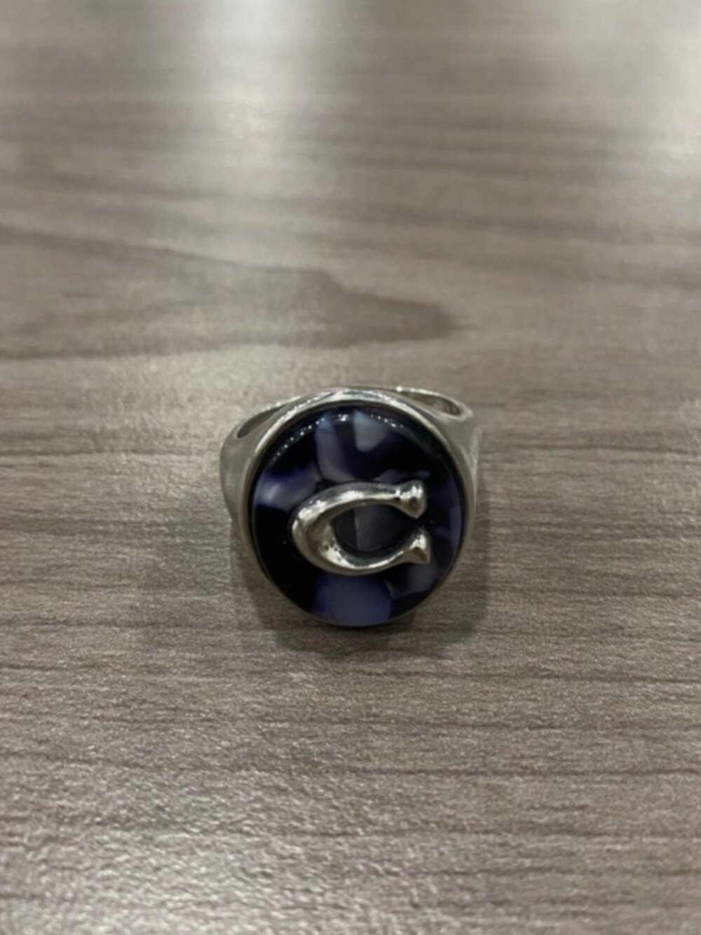 Coach Sculpted Signature Signet Ring Multicolor Resin Size 7